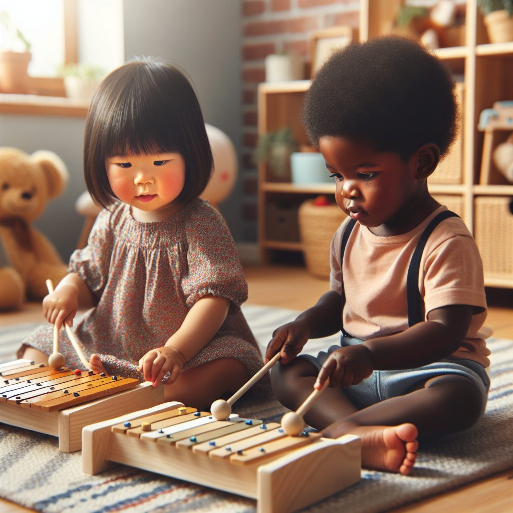 Introducing Toddlers to Music with Wooden Xylophones 