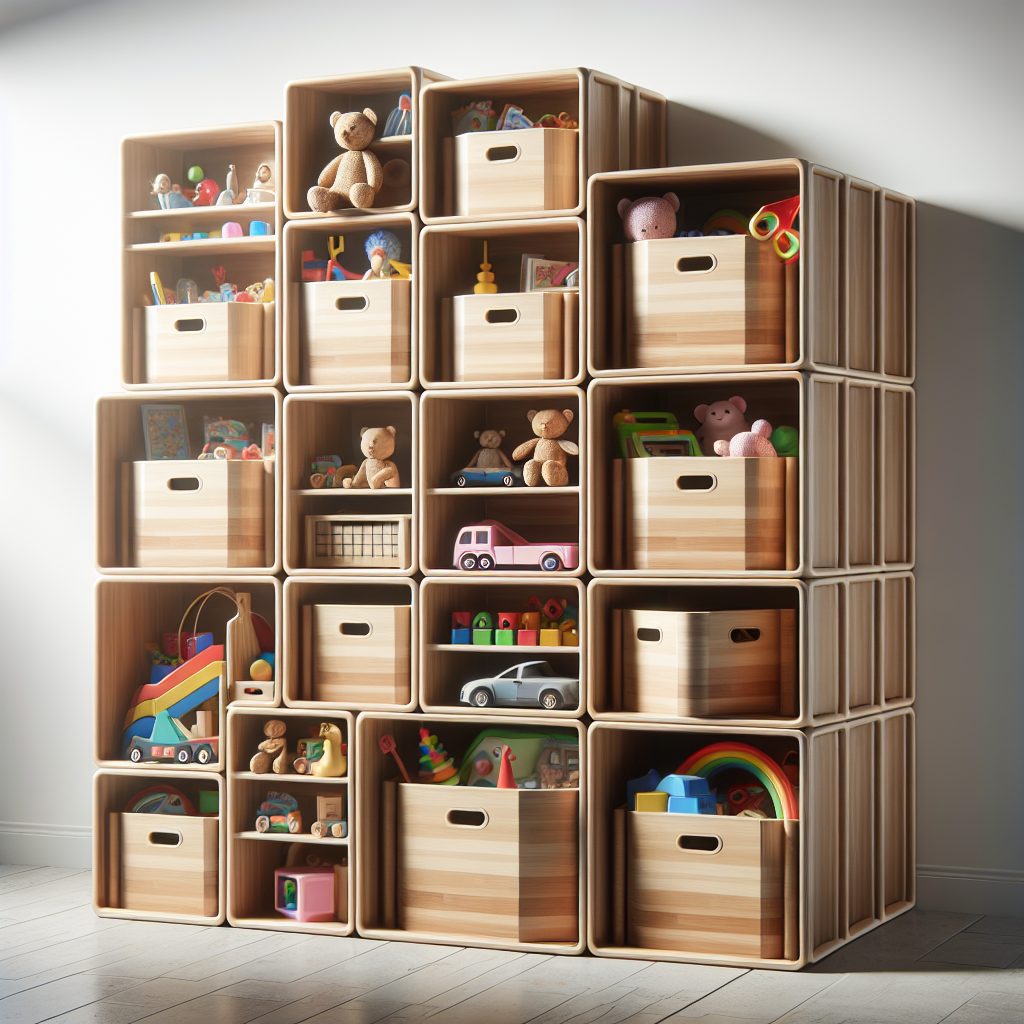 Maximizing Space with Stackable Wooden Toy Storage 