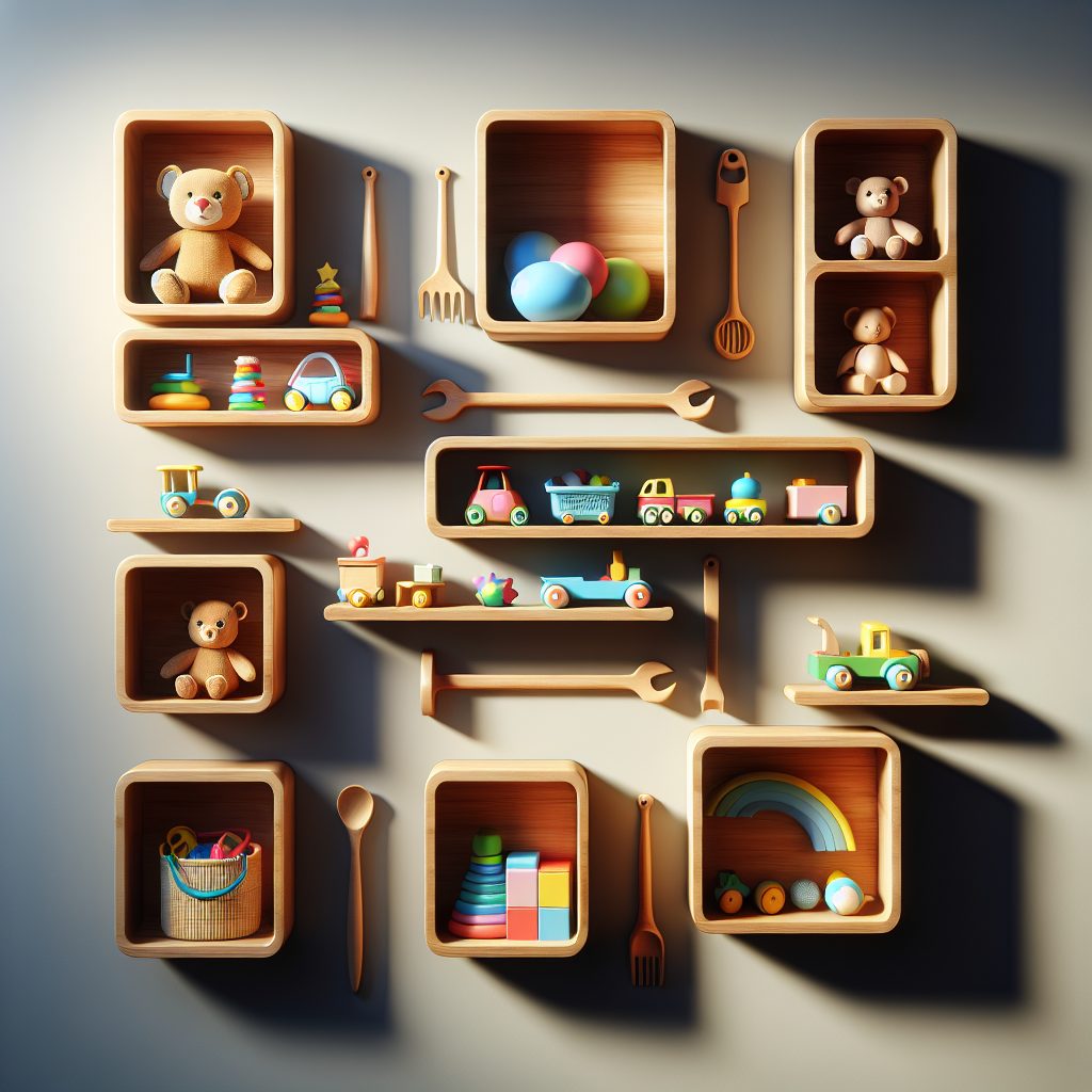 Utilizing Wall Space with Mounted Wooden Toy Shelves 